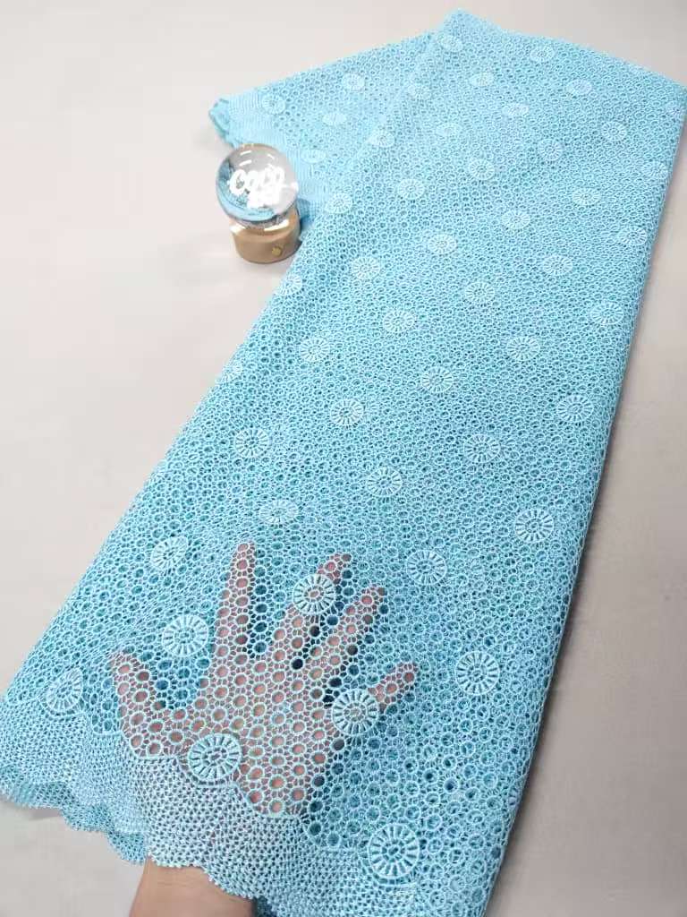 Glitter Tablecloth - 2026 Hochwertiger Afrikanischer Nigerianischer Stickerei-Tüll-Baumwoll-Spitzenstoff für