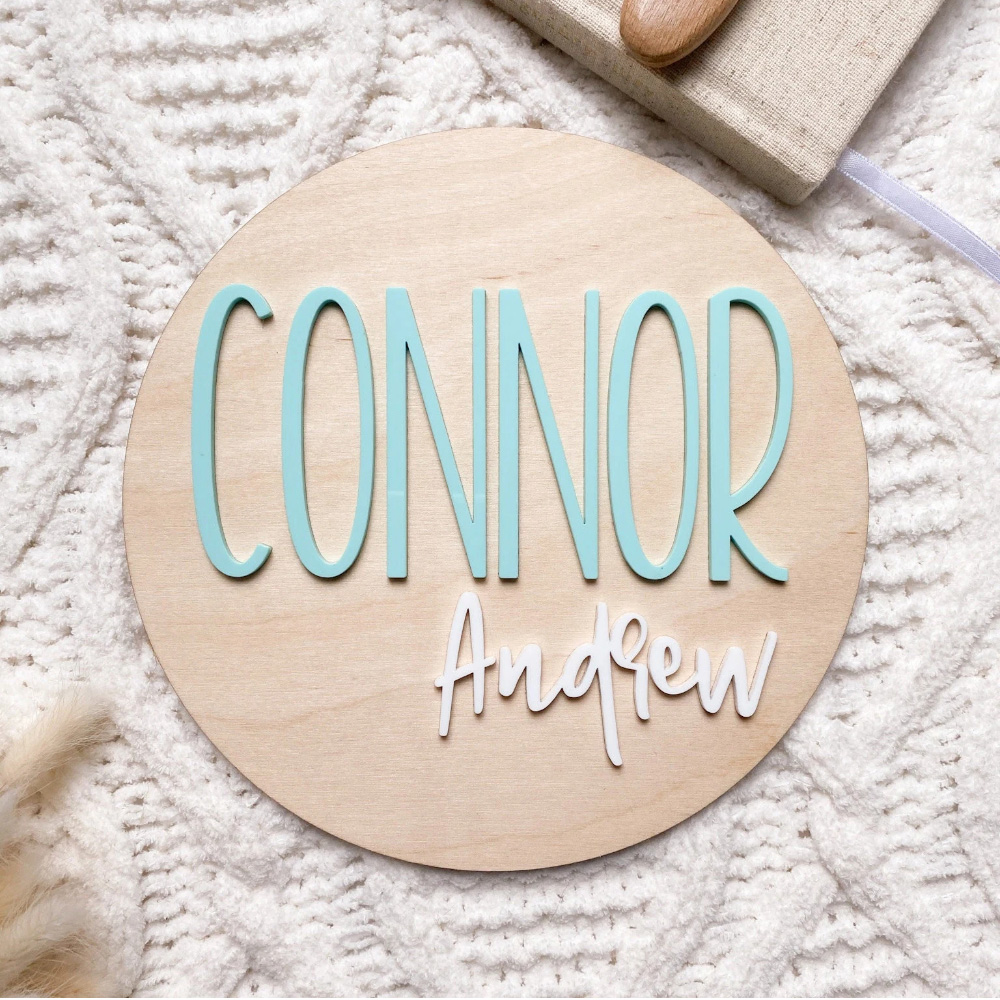 Event Party - Personalisiertes Geburtsankündigungsschild – Babynamenschild aus Holz