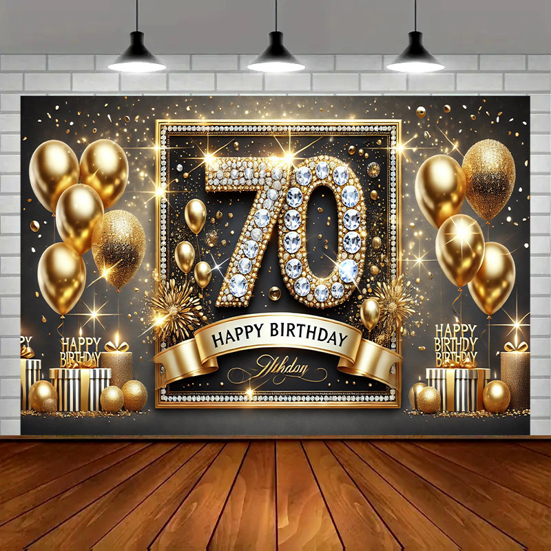 Party Banner Gold - Ein luxuriöses Polyester-Banner zum 70. Geburtstag