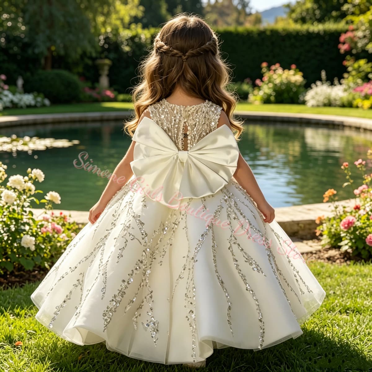 Glitter Tablecloth - Blumenmädchenkleid Luxuriöses Perlenbesetztes Hochzeitskleid Kinder Geburtstagskleid