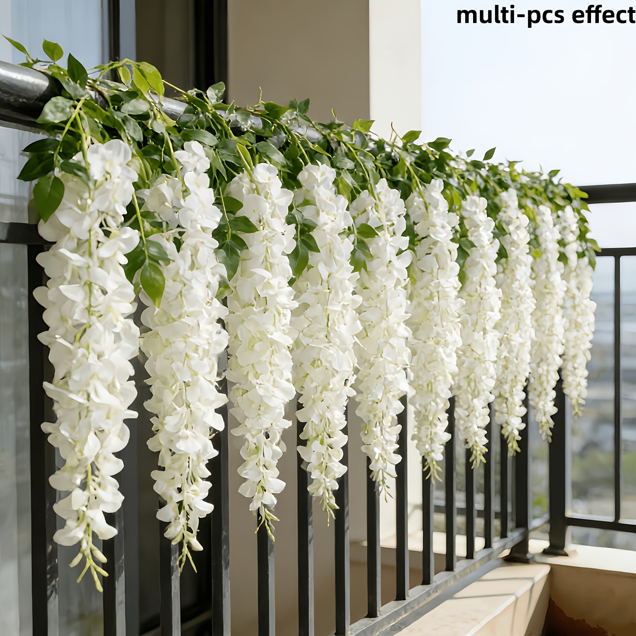 Flower Wall Panel - 20 Stück Künstliche Glyzinien-Simulationsblumenranken, Innen- und