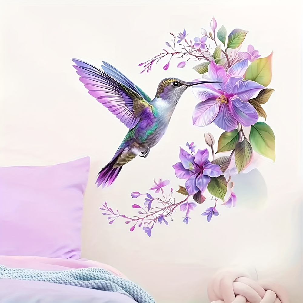 1 lila Blumen- und Kolibri-Auf – Flower Wall Panel Bewertung und Preis