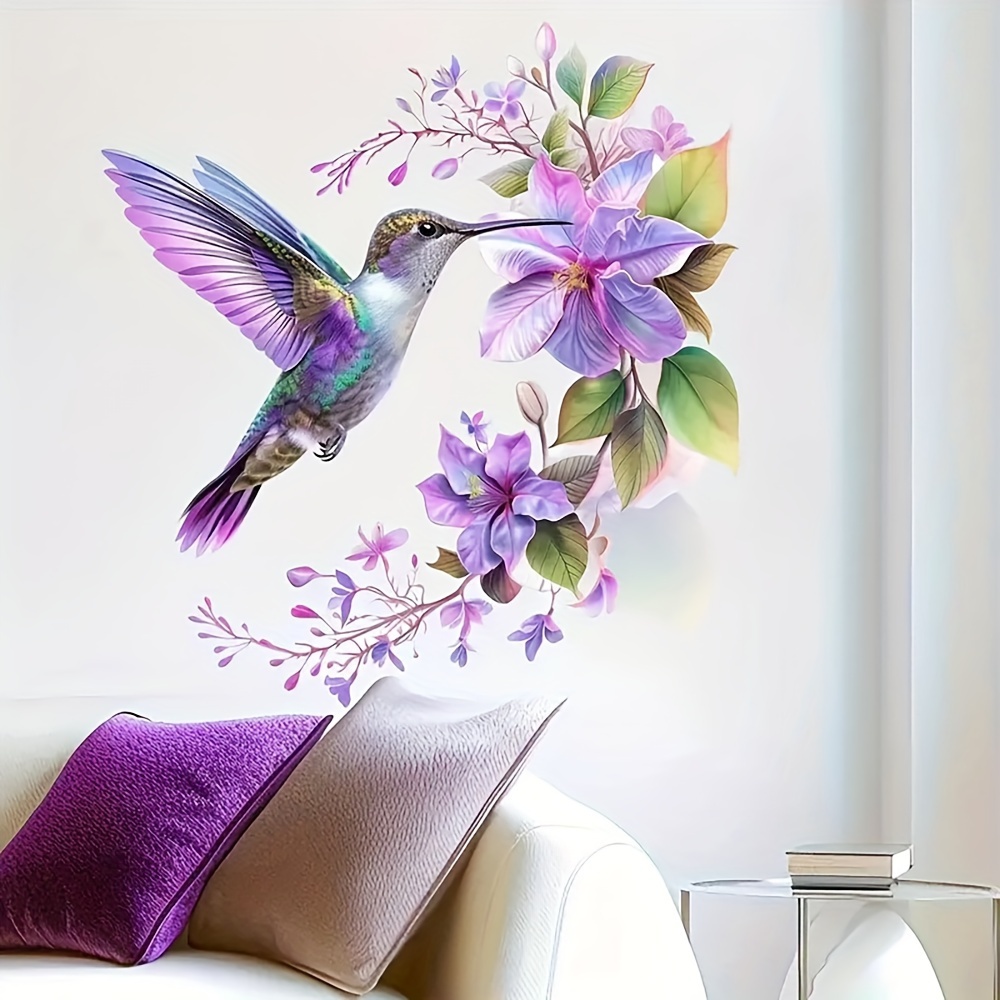 1 lila Blumen- und Kolibri-Auf – Flower Wall Panel Bewertung und Preis