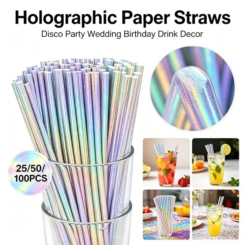 25/50/100 Stück Silberne Laser – Paper Straw Color Bewertung und Preis