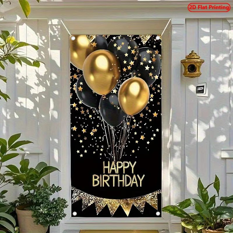 2D-Türbanner, 1 elegantes schw – Party Banner Gold Bewertung und Preis