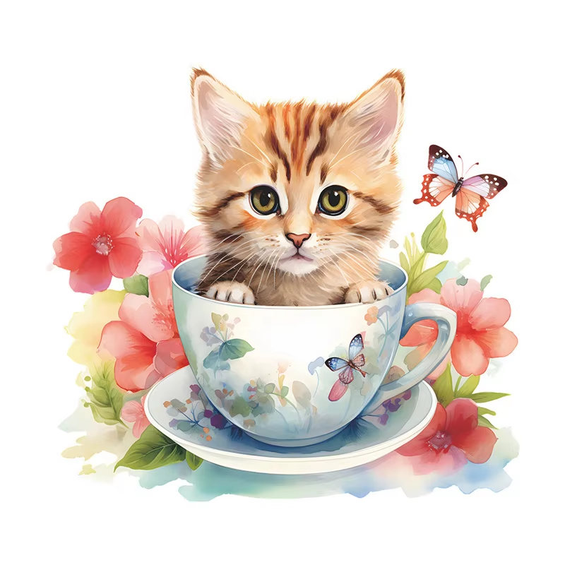 Teetassen-Katzen-Blumen-Wandau – Flower Wall Panel Bewertung und Preis