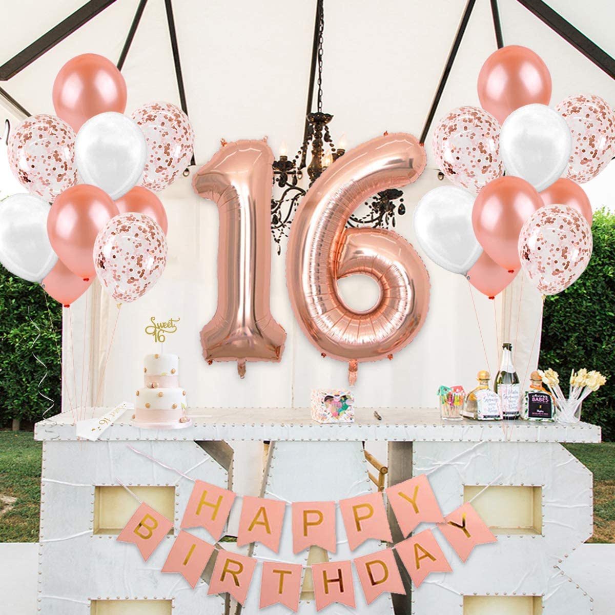 Dekorationen zum 16. Geburtsta – Party Banner Gold Bewertung und Preis