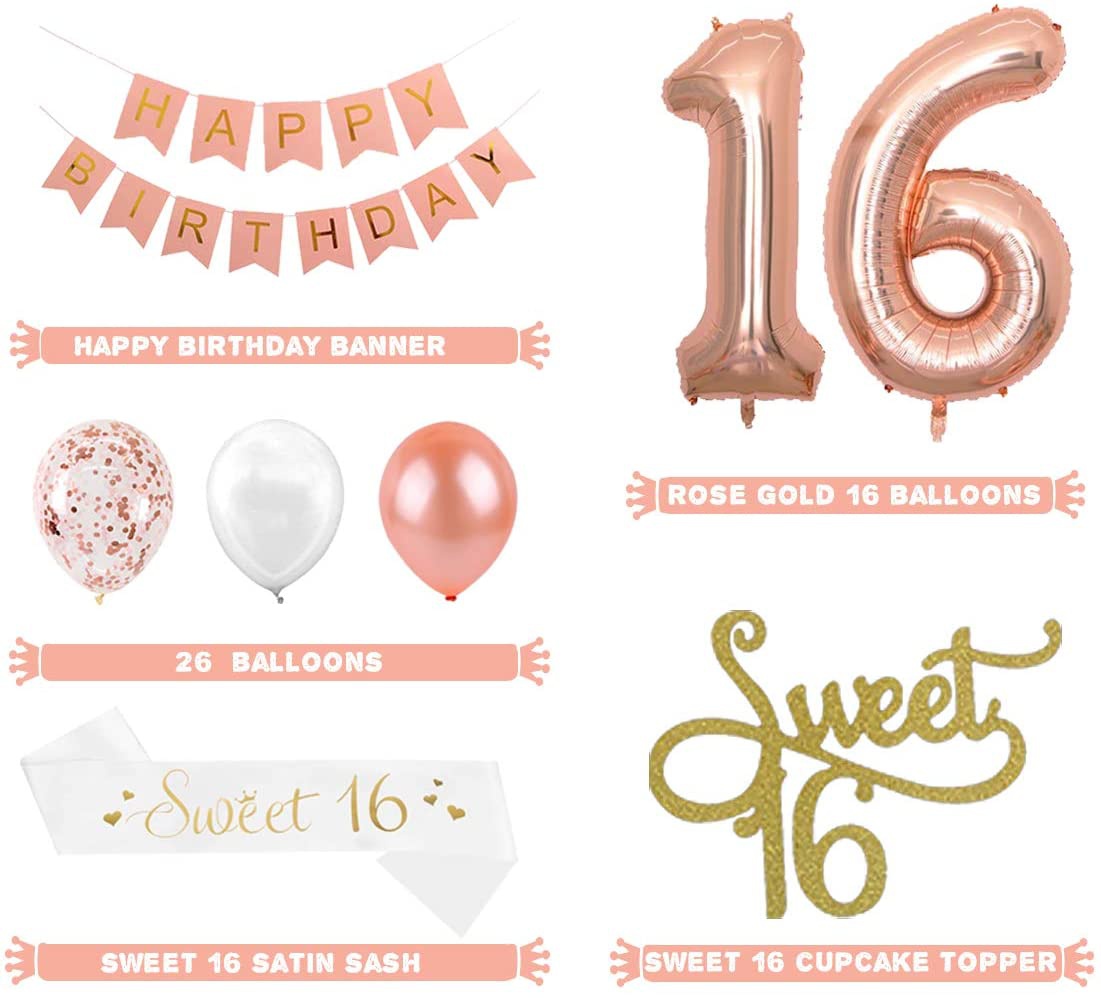 Dekorationen zum 16. Geburtsta – Party Banner Gold Bewertung und Preis